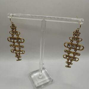 Gold Chandelier Earrings White CZ Dangel Drop Costume Jewelry Unbranded